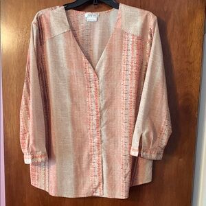 Van Heusen Striped Blouse in Coral and Beige